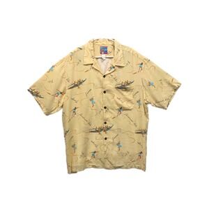 Vintage Joe Kealohas‎ The Genuine Hawaiian Shirt Yellow Button Up Mens XXL.